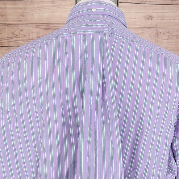 Ralph Lauren Shirt Mens 2XL Purple Striped MCMEEL Button Down Long Sleeve Cotton - Picture 7 of 9
